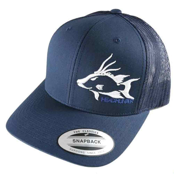 Headhunter Hat Navy Blue Snapback White Logo