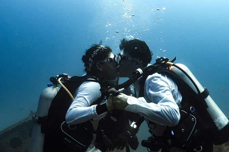 scuba diving underwater wedding