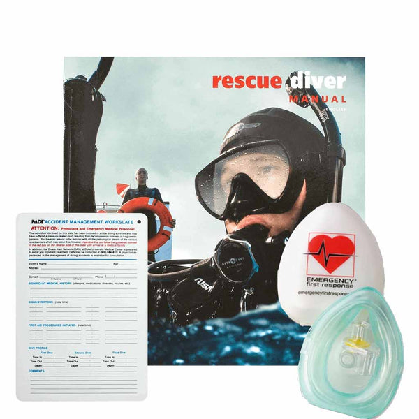 PADI Rescue Diver Crew Pak Manual Slate and Pocket Mask for CPR