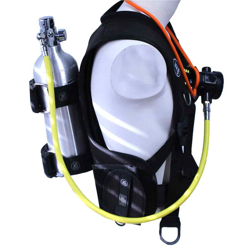 DXDivers Pony Bottle with XS Scuba Ponypac Harness Setup and Pressure Gauge