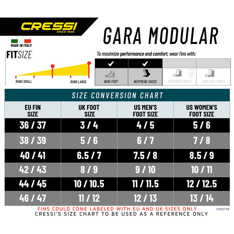 Cressi Gara Modular Sprint Turbo Plastic Freedive Fins