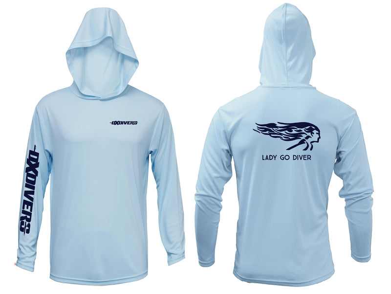 DXDivers "The Lady" Longsleeve Hooded Shirt Sky Blue Large