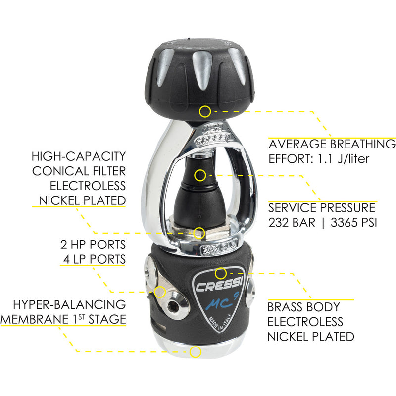 Cressi Xs Compact MC9 Regulator - Diving Regulators - La Palomera Store Cressi Xs Compact MC9 Regulator - Diving Regulators - La Palomera Store
