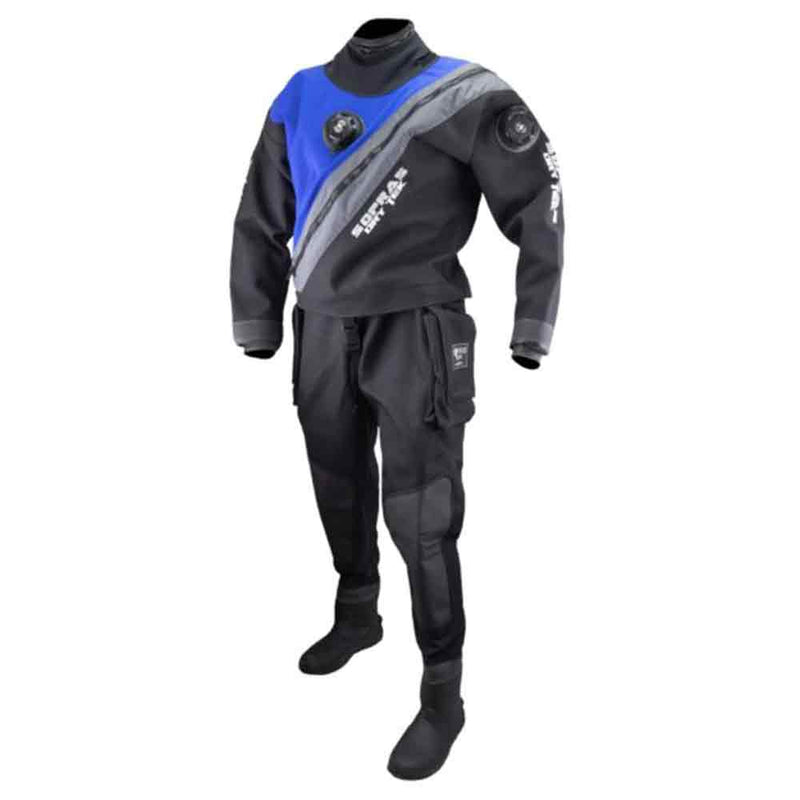 Sopras Sub Blue/Black Neoprene Drysuit W/ Boots (Medium, 7)