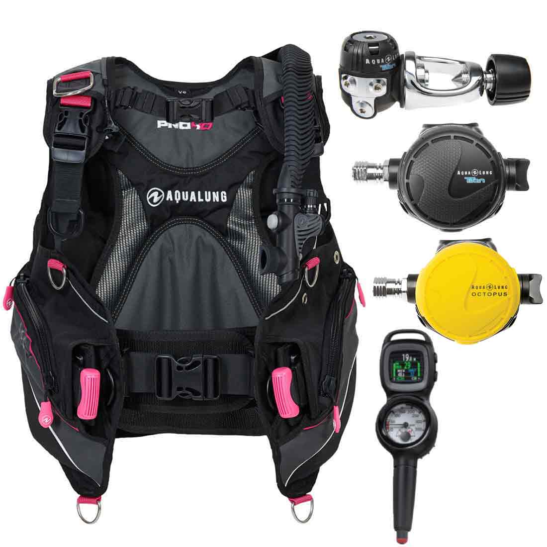 Aqua Lung フルスーツ ブラック・ピンク7mmスキューバダイビング Aqualung Women's Essential Package