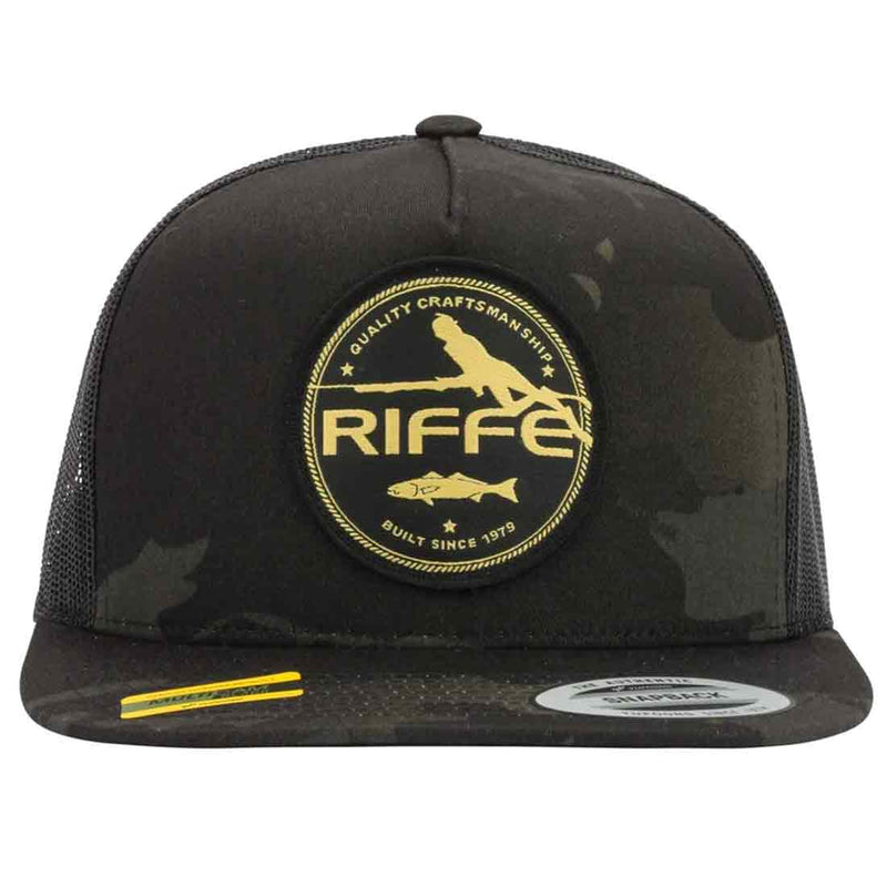 Riffe Quest Black Multicamo Snapback Trucker Mesh Hat
