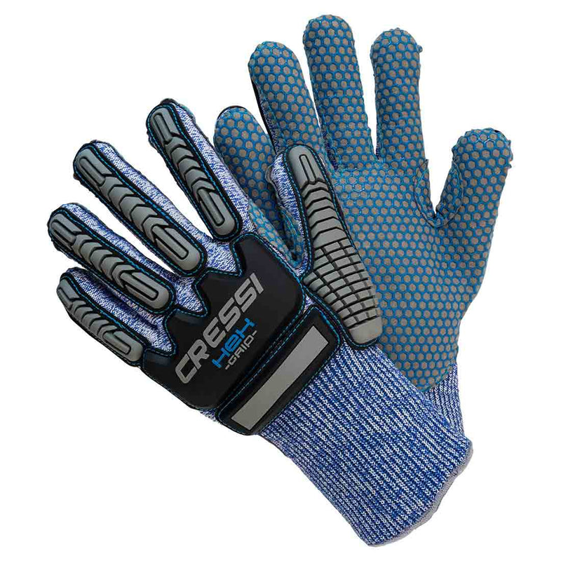cressi hex grip spearfishing gloves with grip blue left and right dive glove with knuckle protection