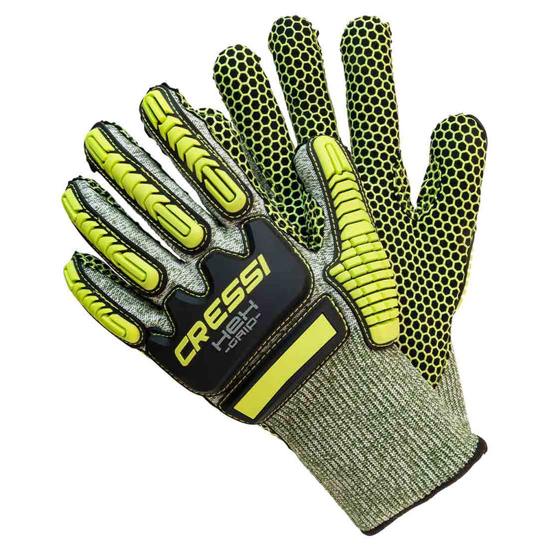 cressi hex grip spearfishing gloves with grip lime green left and right dive glove with knuckle protection 