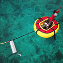 brownies third lung Sea Lion tankless battery powered hookah dive system floating towed along on shallow reef